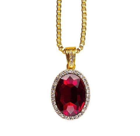OVAL RUBY PENDANT & 18K GOLD CHAIN
