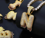 CUSTOM RED DRIP BUBBLE LETTER NECKLACES