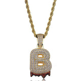 BLOOD DRIP CUSTOM LETTER PENDANT IN GOLD *NEW*